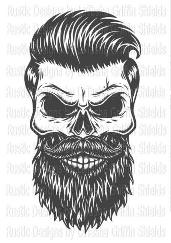 Download Custom SVG & DXF Digital File Skull Beard