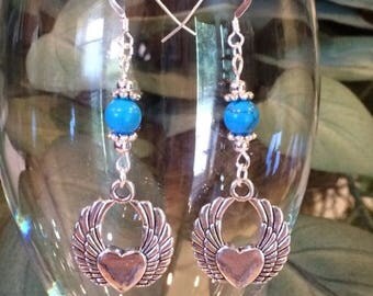 Angel love turquoise dangle earrings