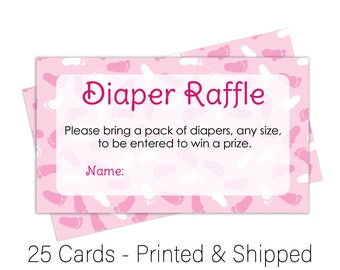 It's a Girl Diaper Raffle Tickets Girl Baby Shower Games - Diaper Raffle Inserts - Baby Shower Raffle - Pink Girl Theme (25 Cards)
