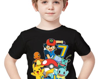 Pokemon Birthday Shirt Add Name & Age Pokemon Custom Birthday Party TShirt