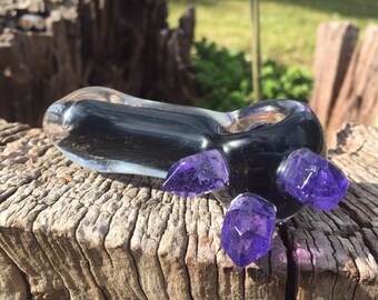 Witch Crystal Spoon Pipe ~ Heady Glass Pipe ~ Tobacco Pipe ~ Handmade by Linny Lou Lampworks