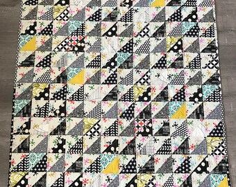 Black and White Modern Baby Quilt Gender Neutral