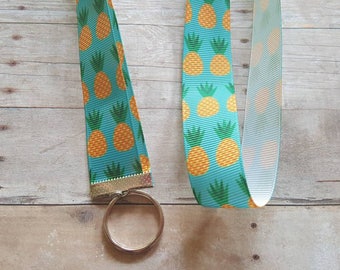 Pineapple Lanyard - ID badge holder, Nametag holder, Party favor, Gift, pineapple print, lanyard, preppy lanyard