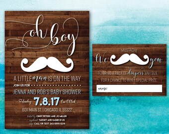Little Man Baby Shower Invitation | Mustache Baby Shower Invitation | Rustic Baby Invitation | Boy Baby Shower | Little Man on the Way