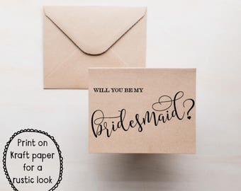 Will You Be My Bridesmaid Printable Card - Bridesmaid Card - Bridesmaid Request Card - Will You Be My Bridesmaid