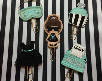 Breakfast at Tiffany's inspired Paper clip Planner clip paper planner journal bookmark agenda glam sparkle sleep mask, golightly typewriter