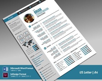 Modern Resume Template /Word CV Template + Cover Letter, 2 Infographic Resume Design in 5 colors, Easy to Edit with TUTORIAL VIDEO