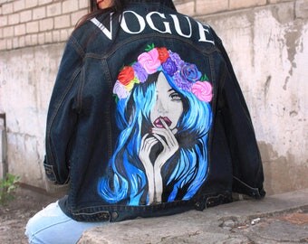 hand painted clothing denim jacket with painting jacket with