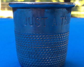 Vintage Silver Plated 1 oz. P.H.V. & Co. Thimble, "Just a Thimbleful" - Made in England - Vintage Jigger - Shot Glass