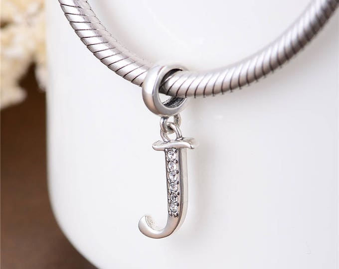 Letter J Initial Charms, Personalized Jewelry in Sterling Silver - Initial necklace - Alphabet Charm Birthday Gift - Christening Gift