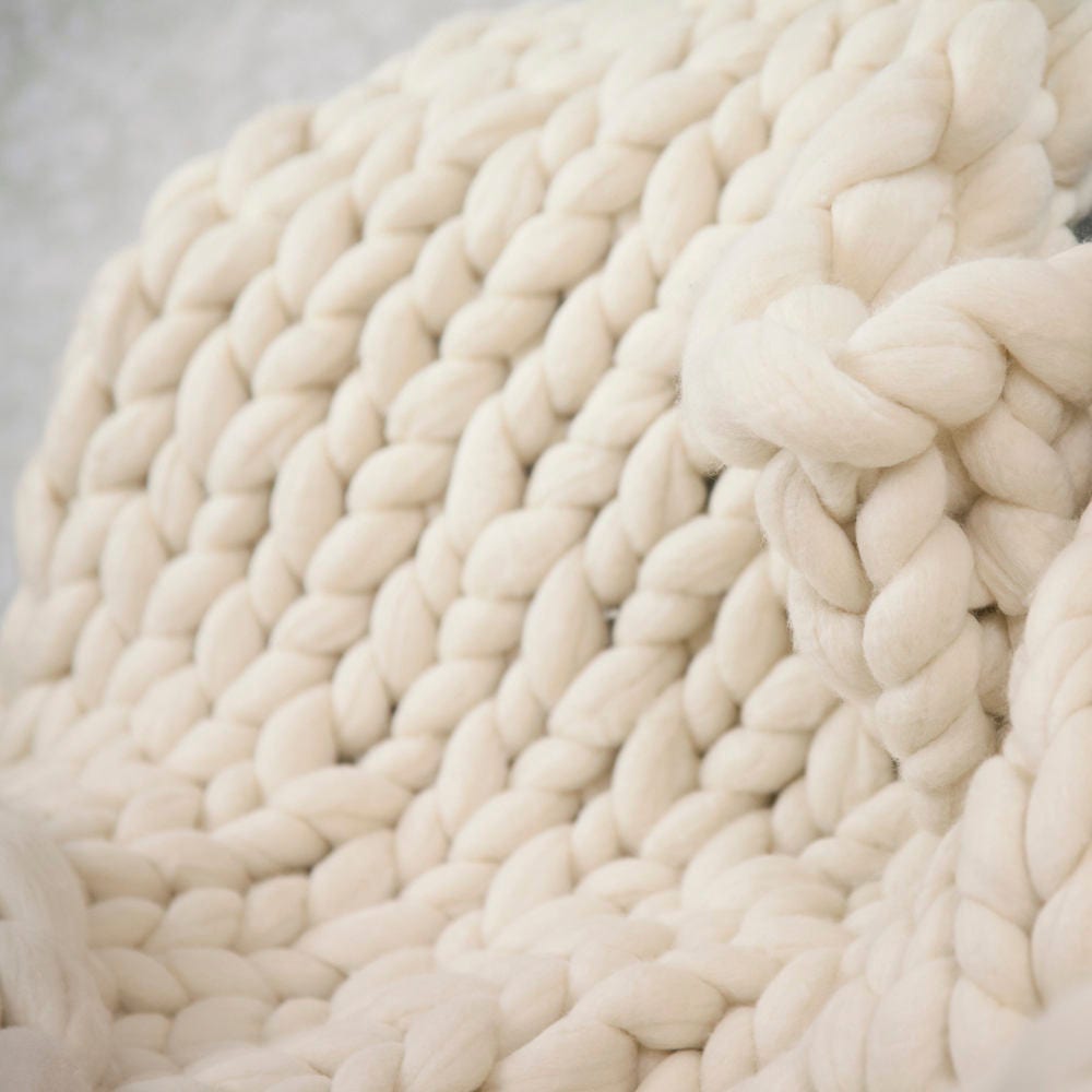 White chunky knit blanket Chunky knit throw White knit