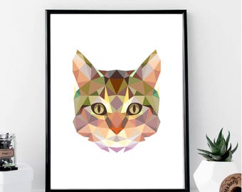 Geometric Cat Print // Minimalist Poster // Wall Art Print // Fashion // Typography // Fashion // Scandinavian Poster // Boho // Modern