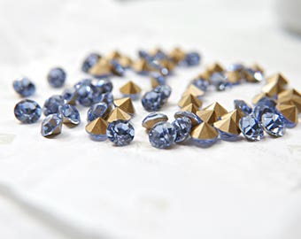 Swarovski 24ss/28ss/38ss Chaton Round Light Sapphire (211) 6/12/24/100/500 Pieces