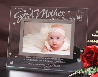 Personalized Godparent Glass Picture Frame Godmother Godfather Glass Photo Frame