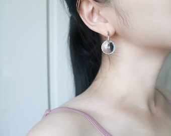 Rock Crystal Earrings in Sterling Silver | Clear Quartz Earrings | Silver Earrings | Gifts for Her | Unique Earrings | Simple Earrings |