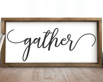 Gather wood sign | Etsy