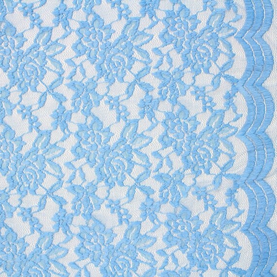 Celeste Blue on Blue Floral Stretch Lace Knit Fabric