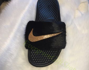 glitter nike slides