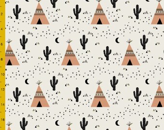 ON SALE 40% OFF Fabric Remnant - Teepee Blush - Kimsa - Spoonflower Fabrics - 36"x7"