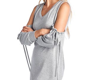 Women's Cold Shoulder 3 Quarter String Dress