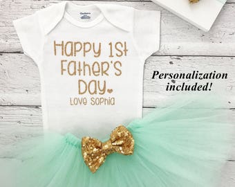 Father's Day Onesie, First Father's Day Onesie, Father's Day Outfit, Tutu Set, Mint Tutu