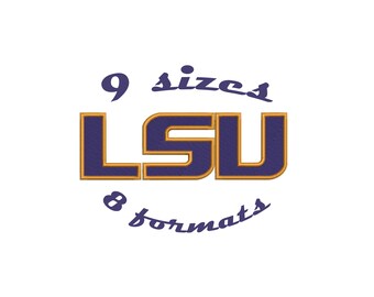 9 Sizes Louisiana State University Tigers LSU Inspired Machine Embroidery Designs in 8 formats and 9 sizes