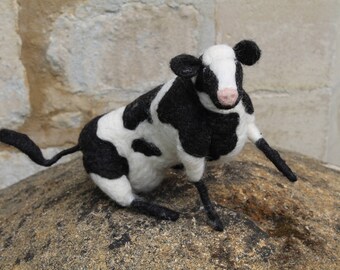 One of a Kind Needle Felted Cow
