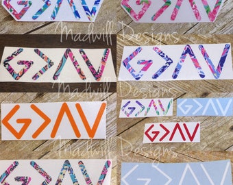 God is Greater than the highs and lows decal - great for laptops, phone cases, cars, etc! Choose size & color - patterned vinyl or regular