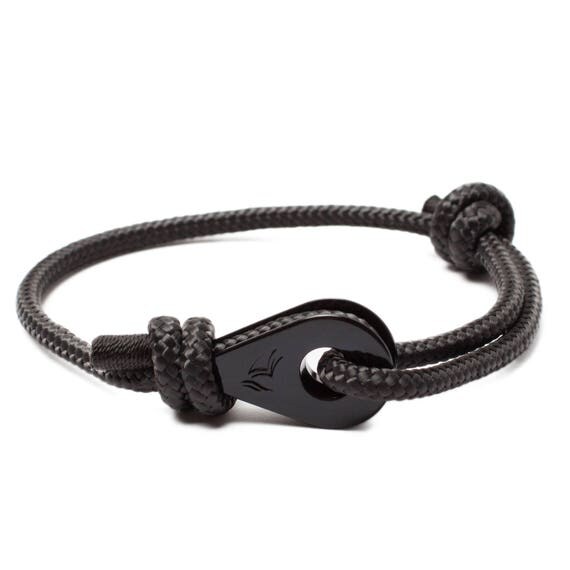 BLACK ACCESSORIES - black yachting rope bracelet, black wrist band, black formal bracelet, black jewelry, black gadget, luxury bracelet