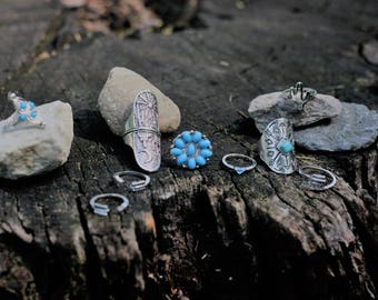 9 peice/set Knuckle ring / silver.blue beads