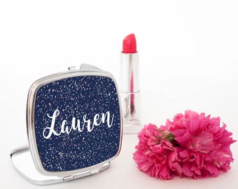 Personalised Pretty Handwritten Square Compact Mirror - Women's Accessories - Beautiful Bridesmaid Pocket Mirror - Made To Order