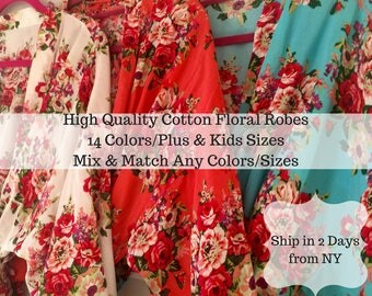 Sale! Bridesmaid Robe, Bridesmaid Gift, Bridesmaid Robes, Floral Robe, Kimono Robe, Wedding Robe,DISCOUNT for Multi Orders/Please Message Us