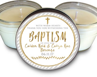 Baptism Favors for Boys Grey Stripes Set of 6 - 4 oz Boy Stripes