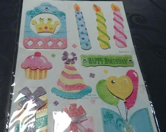 stickers embossed birthday theme new in original packaging