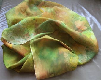 hand painted silk scarf your autumn 180 cm x 45 cm