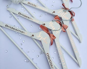 Rose gold bridal hanger, personalised wedding hanger, bridesmaid hanger, maid of honour hanger, rose gold wedding accessory, wedding hanger