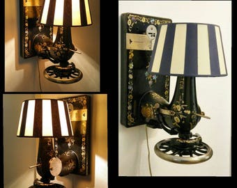 One of a Kind | Design Object | Lewenstein Dürkopp | Antique Sewing Machine | Germany 1920's | Wall Lamp Lighting | Unique Handmade