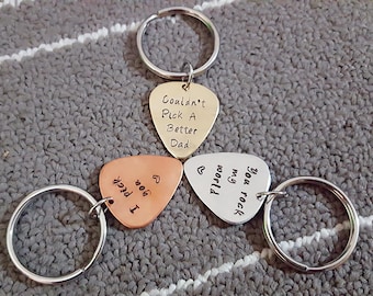 Personalized Guitar Pick Key Chain, Couldn't Pick A Better Dad Key Chain, Father's Day gift, You Rock My World Guitar Pick, I Pick You