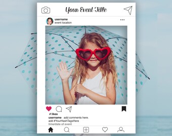 Instagram Photo Prop Editable Frame, White Photo Booth Prop, Weddings,Birthday, Baby or Bridal Shower, Template, Instant Download PDF