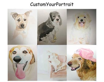 Custom Watercolor Pet Portrait-Birthday gift for girl,Birthday gift for her,girl birthday gift,girl gift,Birthday gift to her,dog lover gift