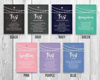A Year of Firsts - Newlyweds | Bridal Shower Wine Tags & Poems | Milestones Wine Tags | Wedding Wine Gift Basket | Set of 4, 6, 8, 12 or 16