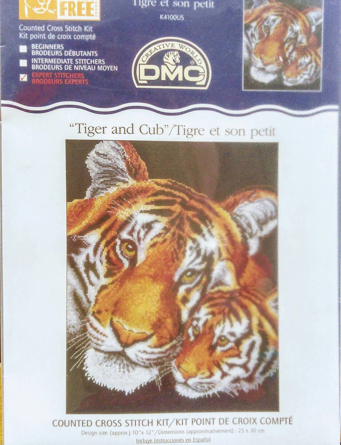 DMC Tiger and Cub Expert Level Counted Cross Stitch Kit NOS Born Free ...