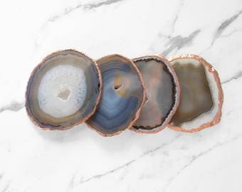 Copper Plated Natural Agate Coasters