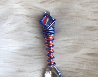 Custom Color Wire Wrapped Grateful Dead Novelty Mini Spoon Necklace