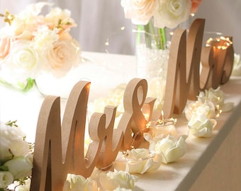Large Mr and Mrs Signs for Wedding Sweetheart Table Decor/Unpainted Mr and Mrs Letters/Mr and Mrs Wooden Sign/Mr and Mrs Wedding Gift