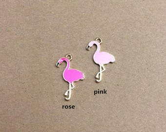 Flamingo Charms, 10PCS, 17*28MM, Enamel Charm, Animal Charm, Bird Charm, Jewelry Supplies, Craft Accessories, Gold Matel