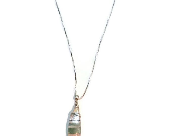 Tiny Beach glass jewelry - women - Dainty -Gift for Wife - Wire Wrap Beach Scene Beach Glass -Lake Michigan - Sterling Silver Chain