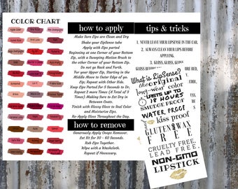LipSense Brochure includes: how to apply, join my team, color chart, tips and tricks and how to remove Download Printable