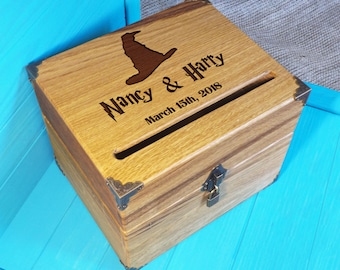 Card Box-Wedding Card Box-Harry Potter Wedding Card Box-Wedding Gift-Wedding Box-Harry Potter Card Box-Engraved-Hogwarts Wedding Card Box