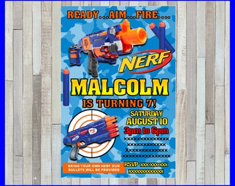 Nerf Invitation, Printable Nerf party invitation, Nerf Birthday invitation